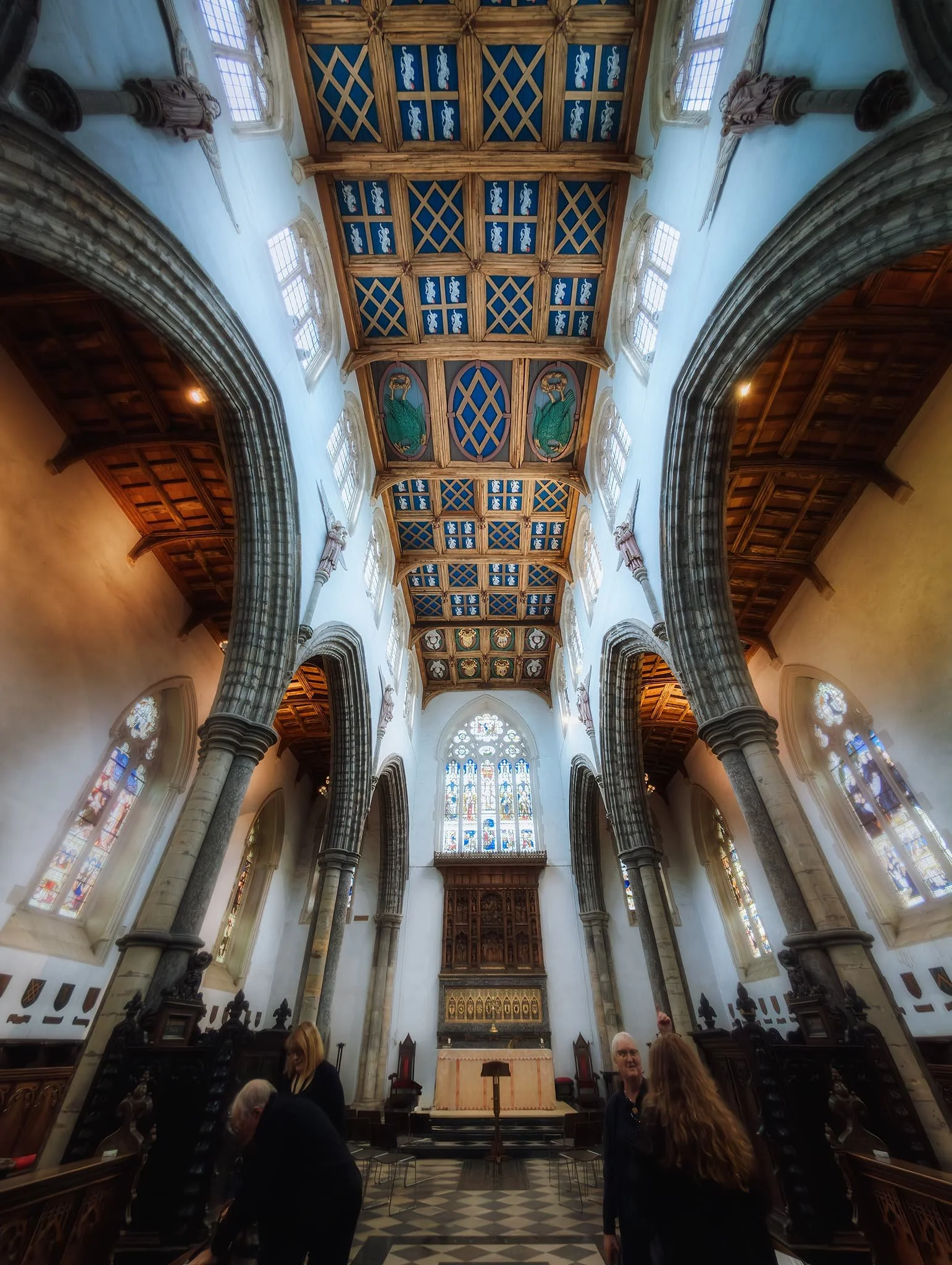  Inside Auckland Palace, home of County Durham&rsquo;s Prince Bishops, we first made our way to the Chapel of St. Peter, which was much more impressive than expected. Originally built as a great hall around 1190 CE, it was converted into a chapel for Bishop Cosin between 1661–65. 
