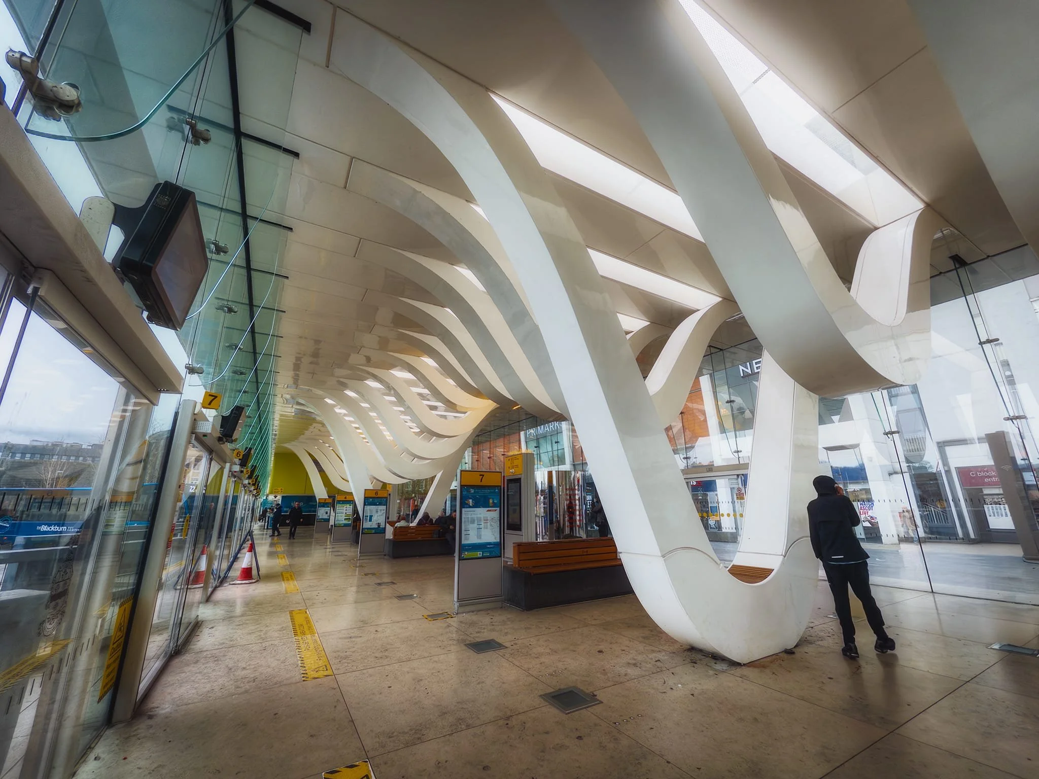  Blackburn&rsquo;s new bus station, unveiled in 2016, and designed by Altaf Master of Capita Symonds. An interesting design, no? It reflects the cotton weaving looms that dominated the area surrounding Blackburn during and after the industrial revolution. 