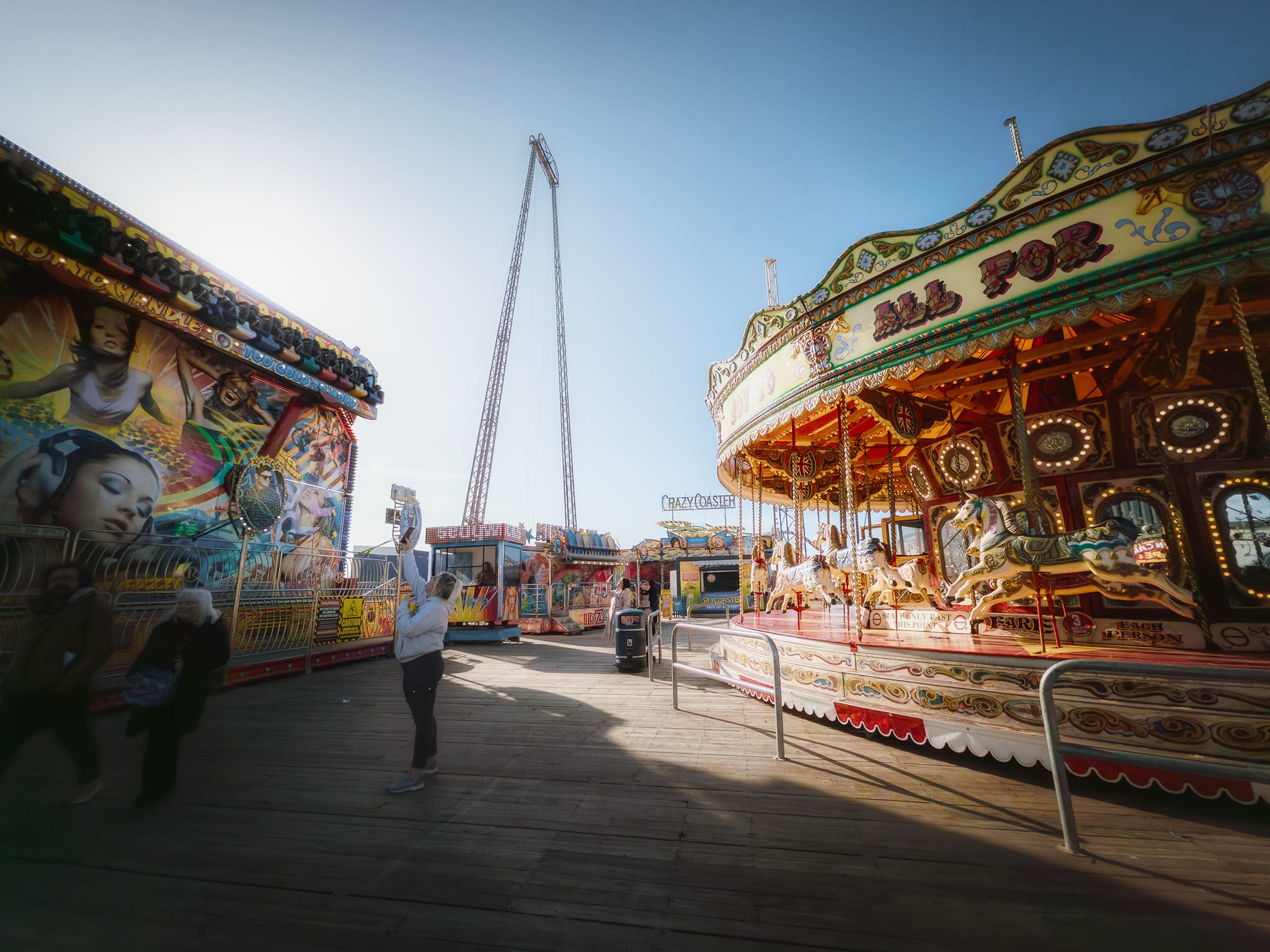 We decided to explore the South Pier, mostly to see what views we could get at the end. Along the way, plenty of people were enjoying the various thrills and rides available.