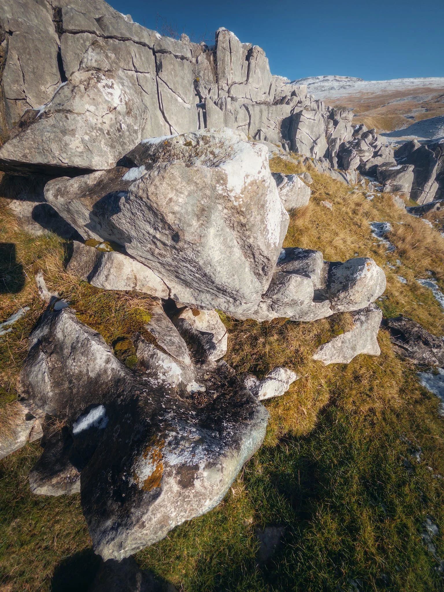  An ultra-wide composition from just below Crina Bottom&rsquo;s limestone pavement edge. 