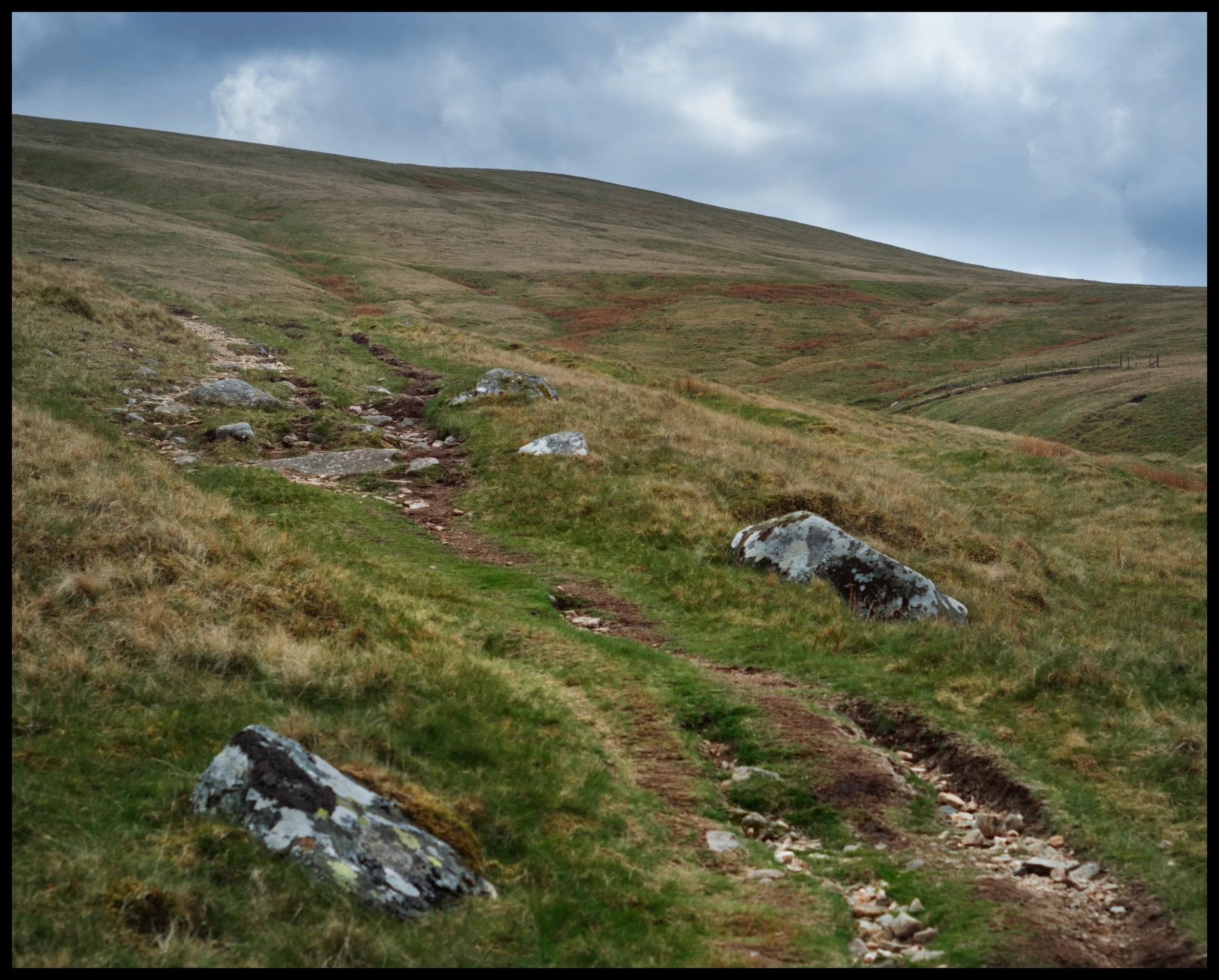 The way up, with Potts Gill to our right. This area of the Northern Fells has been historically mined extensively, evidenced by fenced off shaft entrances and clear tracks. 