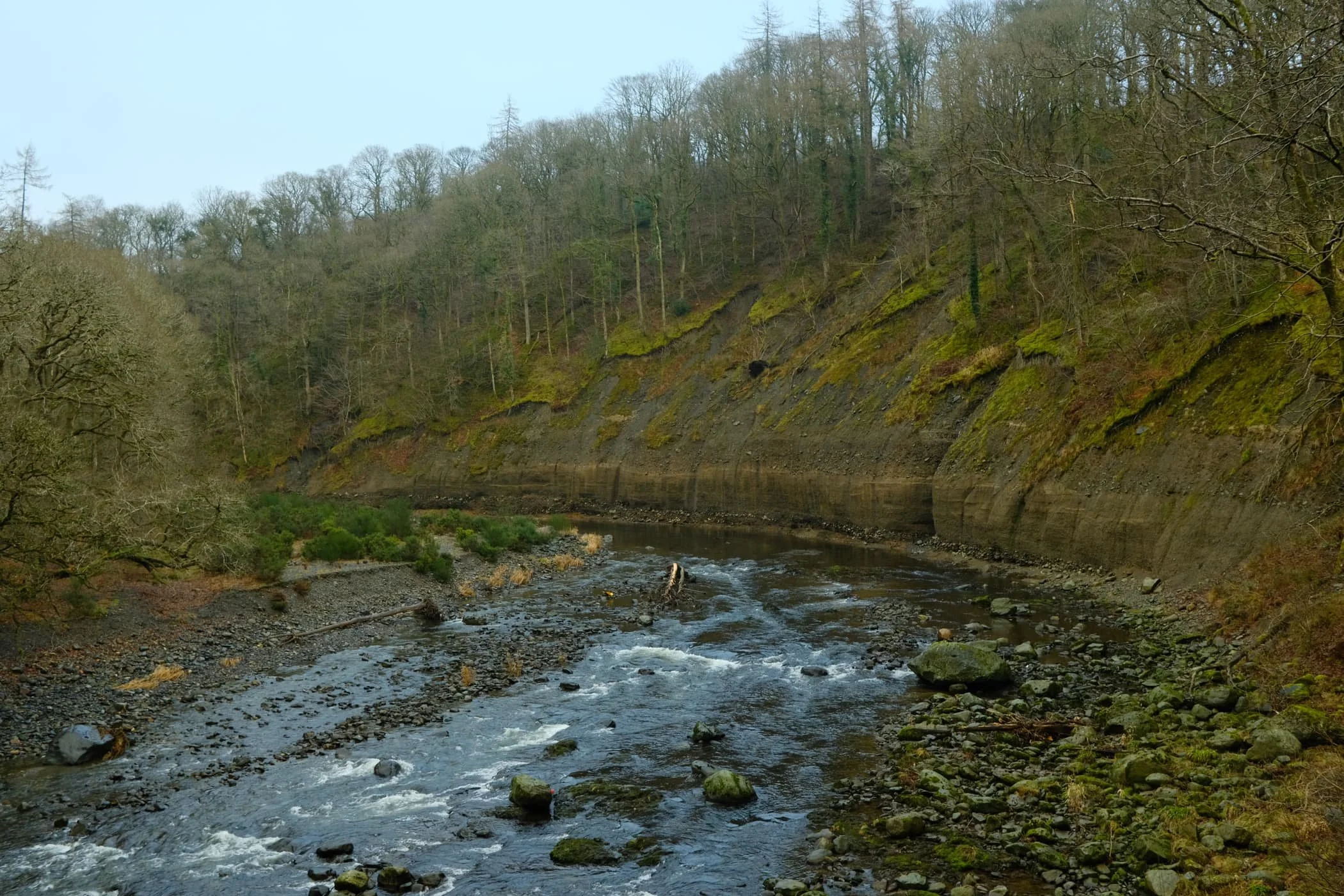  Evidence of Storm Desmond, which scoured the river banks clean. You can still the level that river came up to during the storm. Land slips ahoy. 