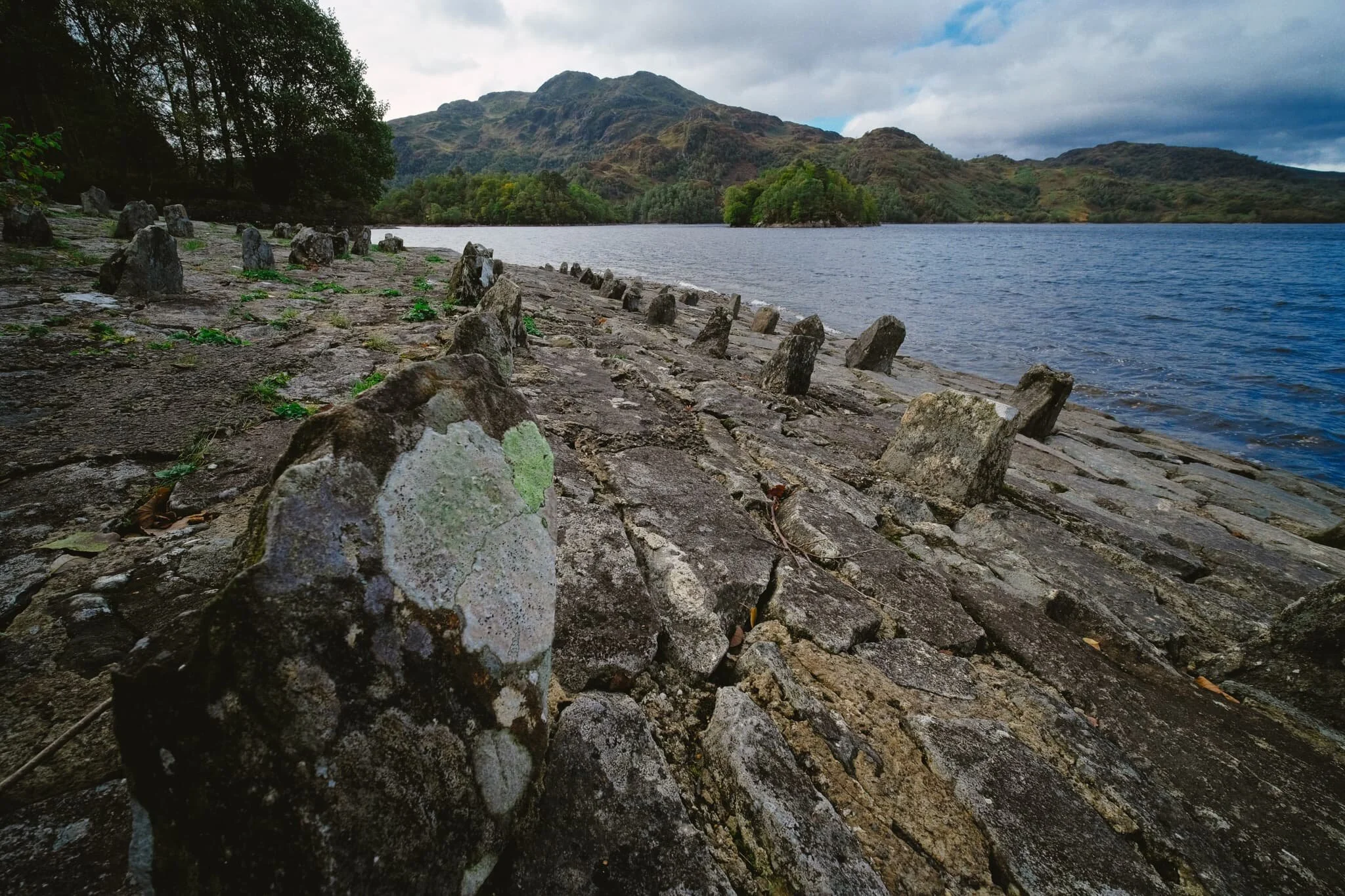  We managed to drop down to the loch shore near Silver Strand for some compositions across the loch. I used my 9mm ultra-wide lens to get this composition looking towards Ben Venue. 
