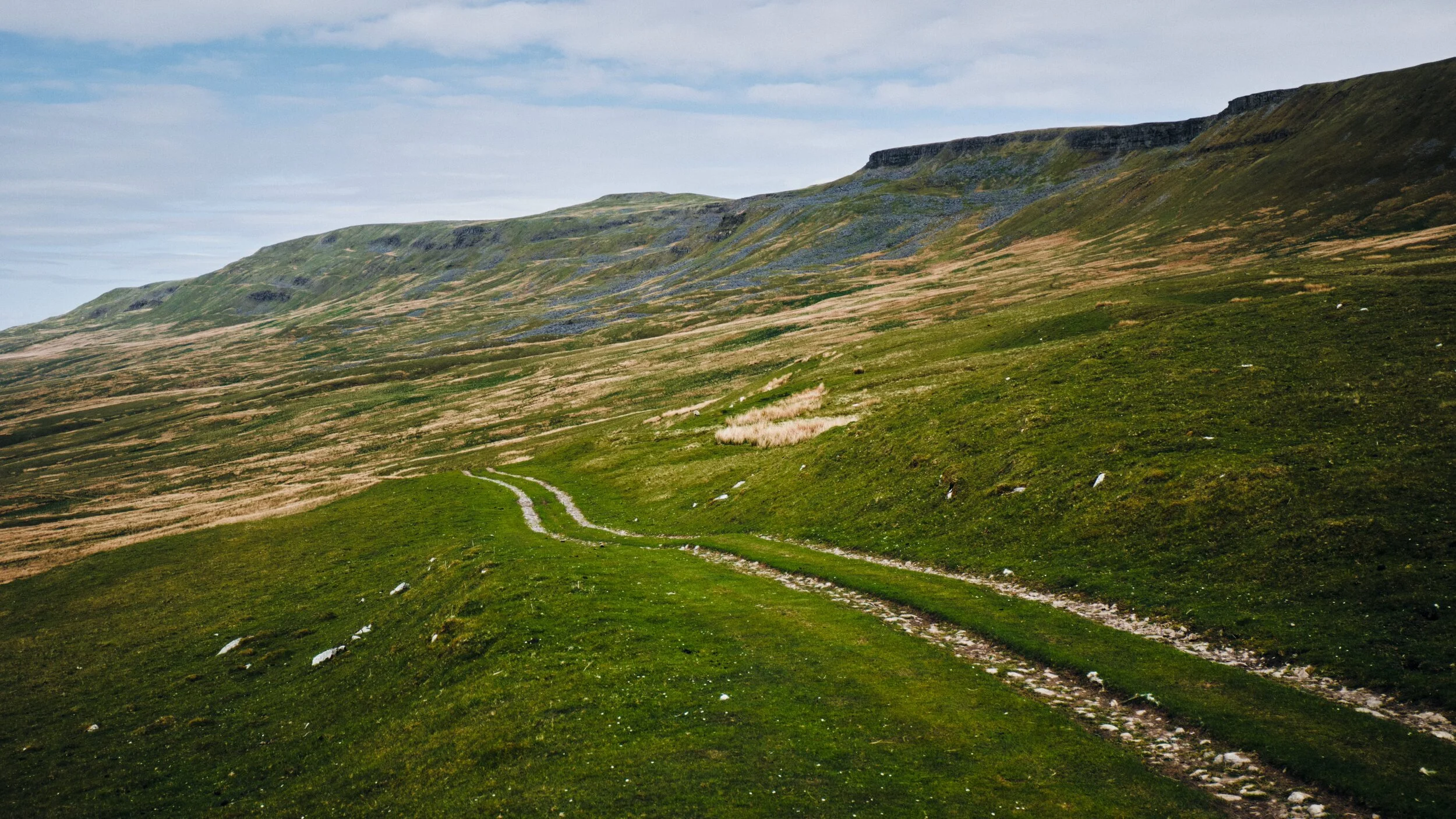  Looking down the Pennine Bridleway as it descends into Mallerstang. One day, we&rsquo;ll finish the route. 