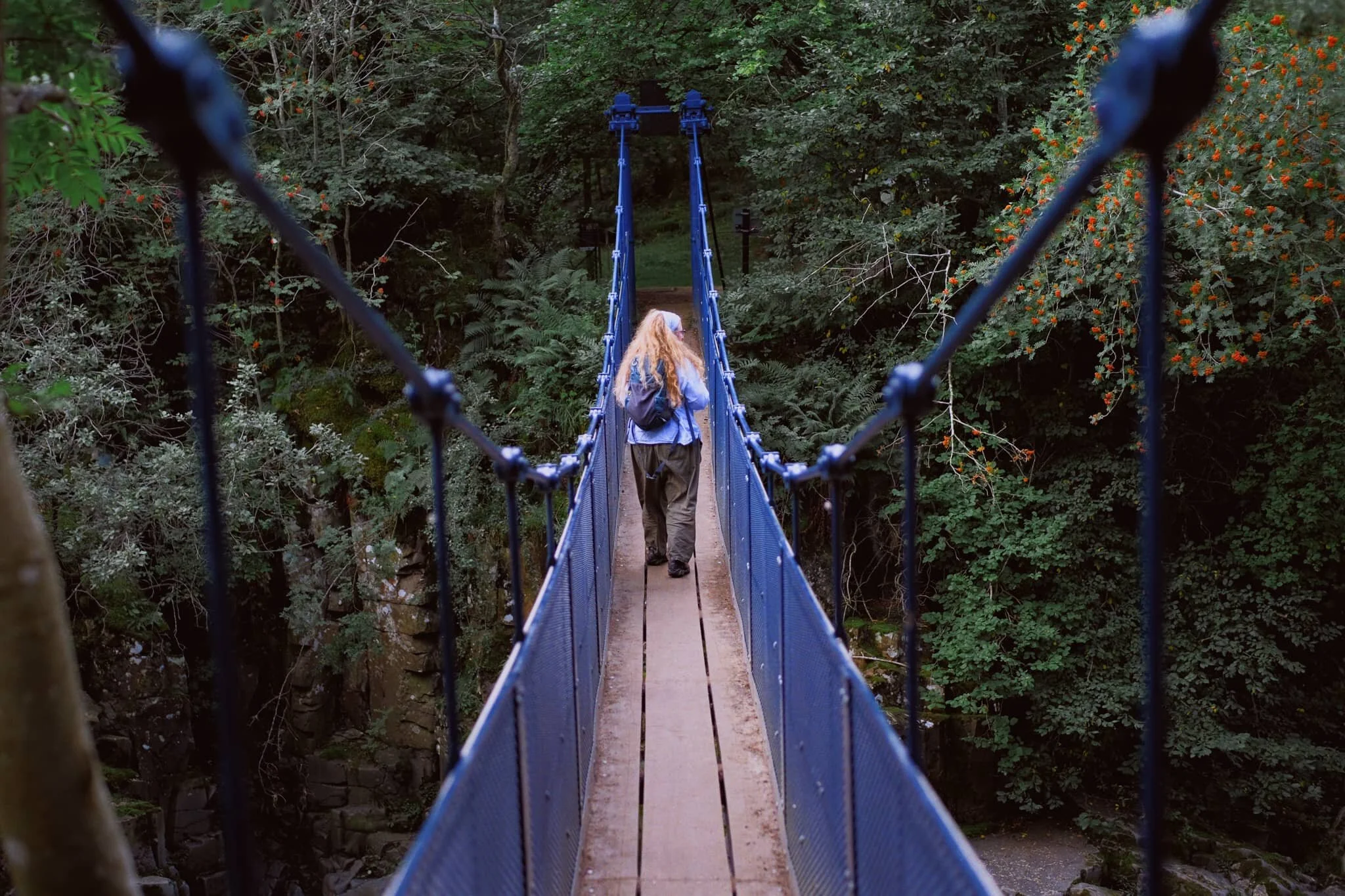  The Pennine Way heads along this footbridge, which crosses the River Tees below. It&rsquo;s an old &lsquo;un, too, so all the signage requests people cross it one at a time. 