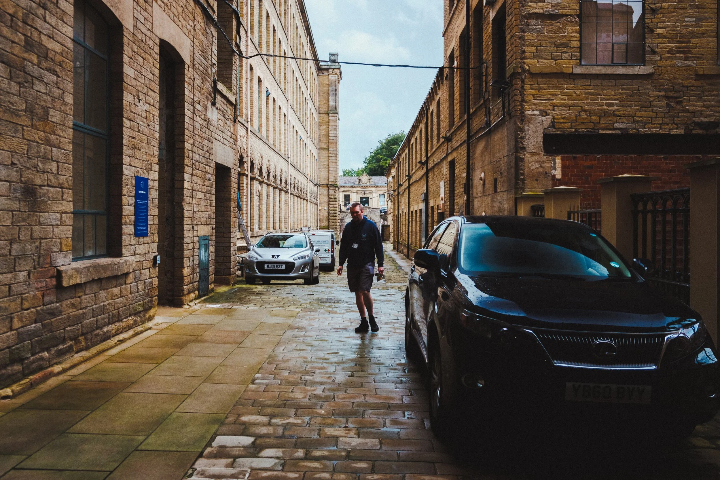  Exiting Salts Mill down the main yard. Back in the mid 1800s, hundreds of mill workers would&rsquo;ve come streaming down this yard at the end of their shift. 