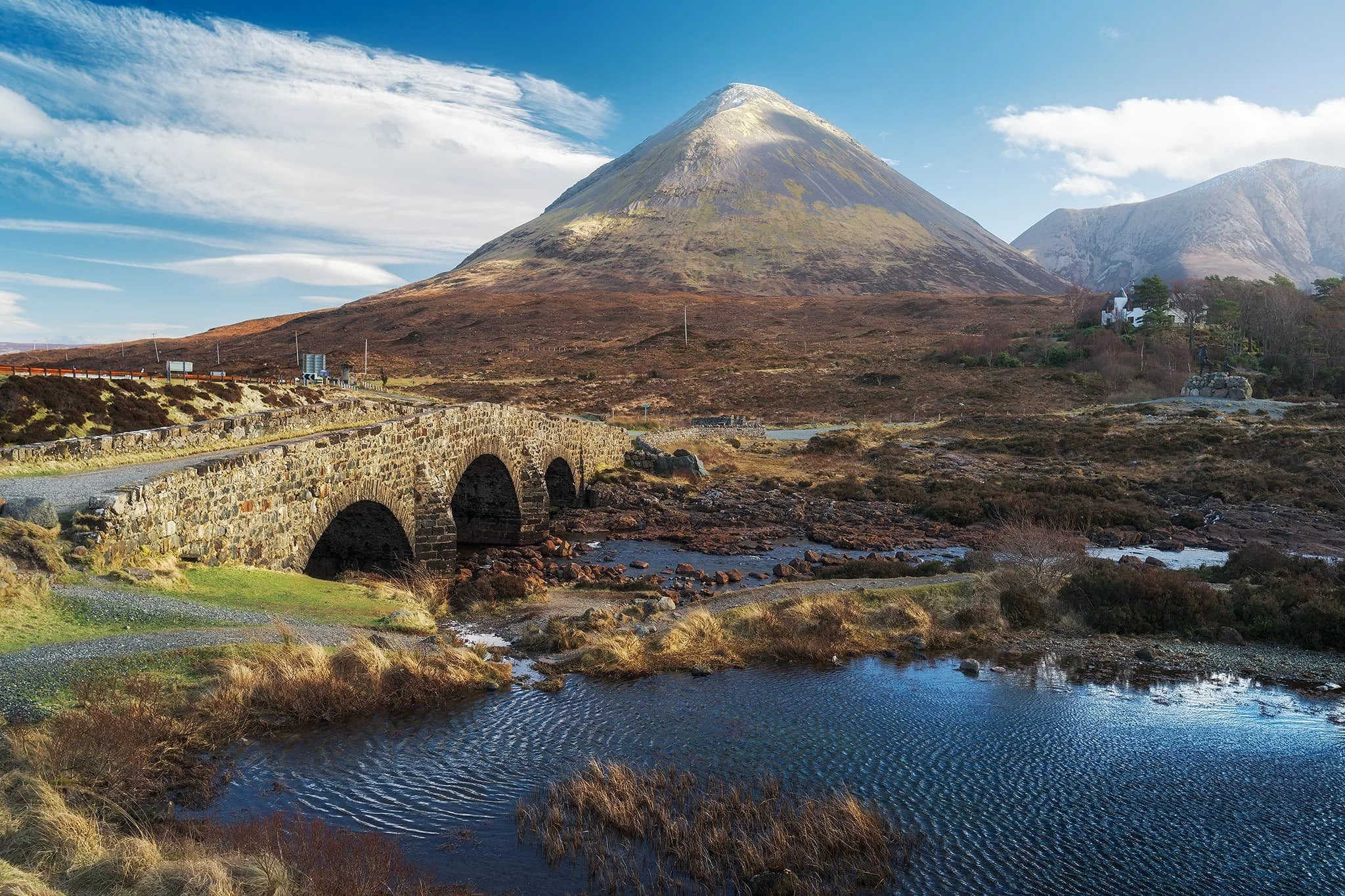  Back at the Old Bridge, a classic composition involving the bridge and  Glamaig  proved impossible to resist. In the late 1800s a Gurkha named Harkabir Tharpa scaled  Glamaig , starting and finishing at sea level in the bar of the Sligachan Hotel,  in 55 minutes . That&rsquo;s nuts, especially considering most routes up the mountain involved a steep climb on loose scree. 