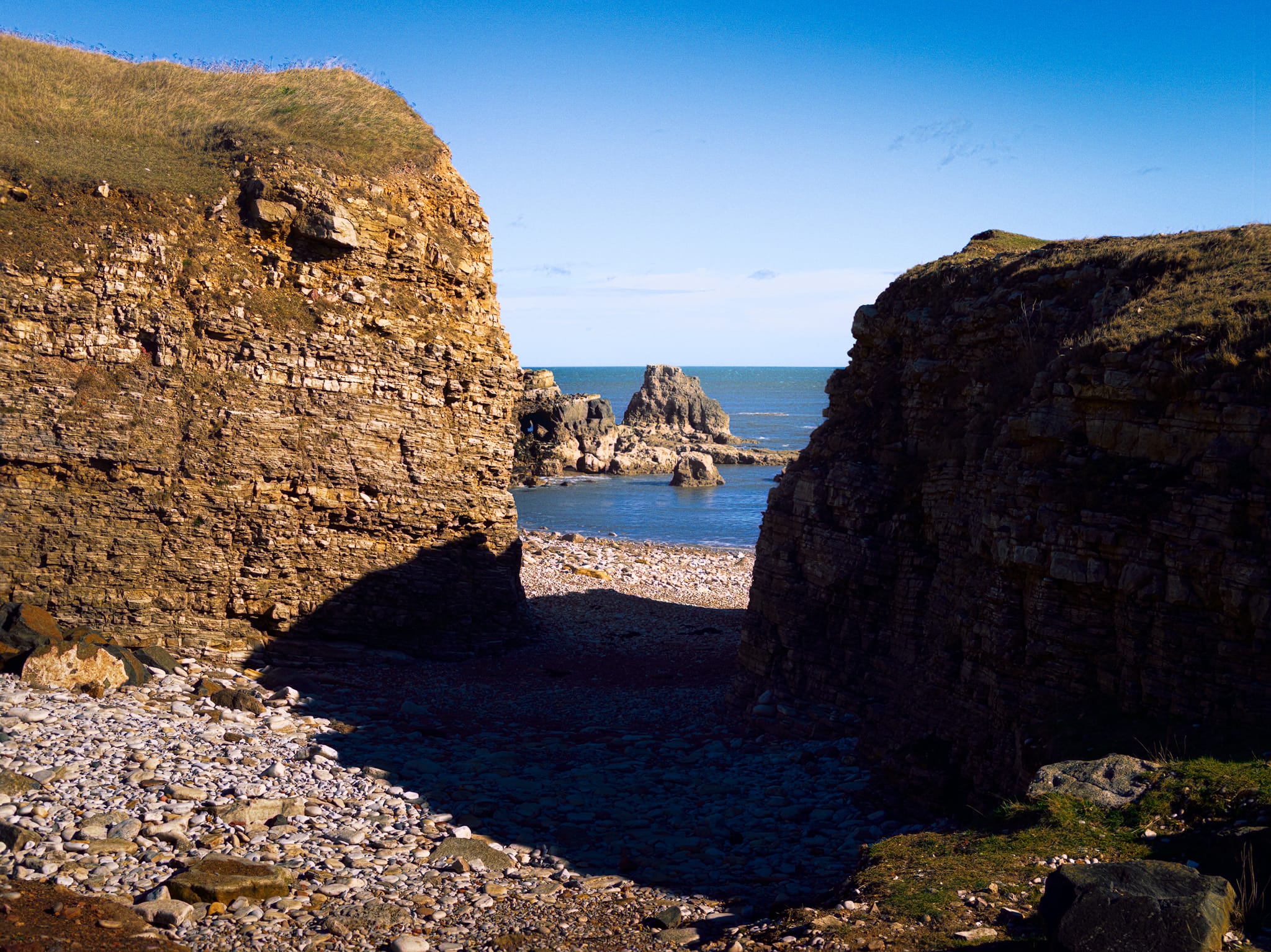 Probably my favourite bit of this whole coastline. The path descends gradually where you can access a pebbly and rocky bay called, either, Byer&rsquo;s Hole or the Wherry. The maps are not clear. What is clear is that this place is epic. 