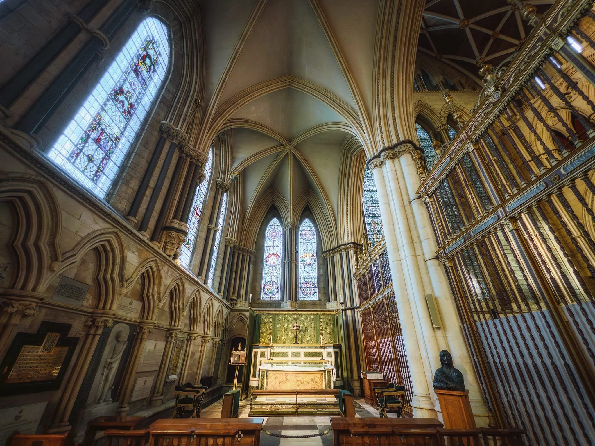  The Chapel of St John the Apostle and Evangelist serves as the King&rsquo;s Own Yorkshire Light Infantry Memorial Chapel, with 14th-century stained glass from St. John&rsquo;s, Micklegate, commemorating the regiment&rsquo;s fallen in World War II (1939–1945). 