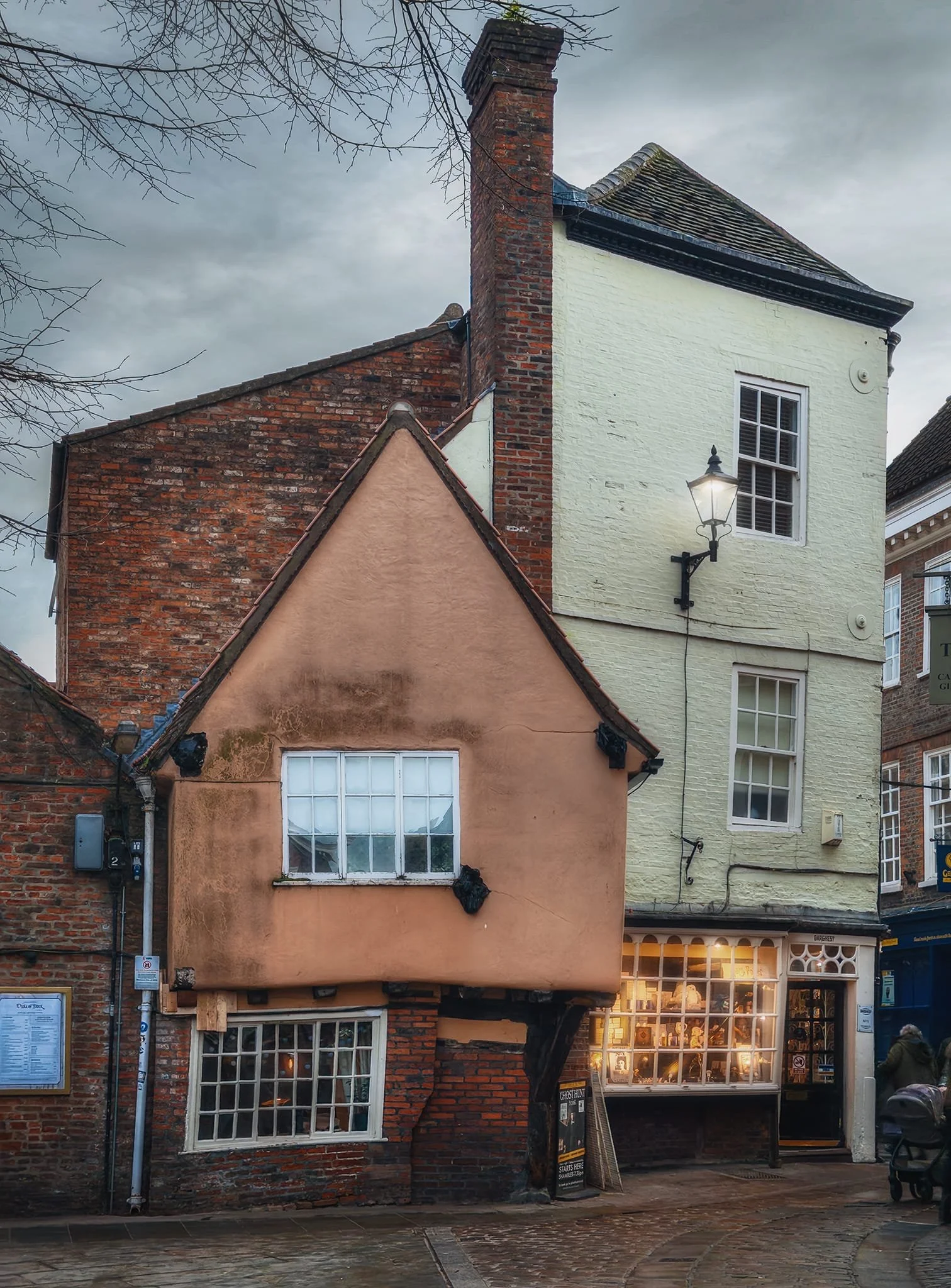  A visit to York is not complete without checking out the Shambles. Its northern entrance is recognisable for this fantastically wobbly building, home to a comedy &ldquo;Ghost Hunt&rdquo;. 
