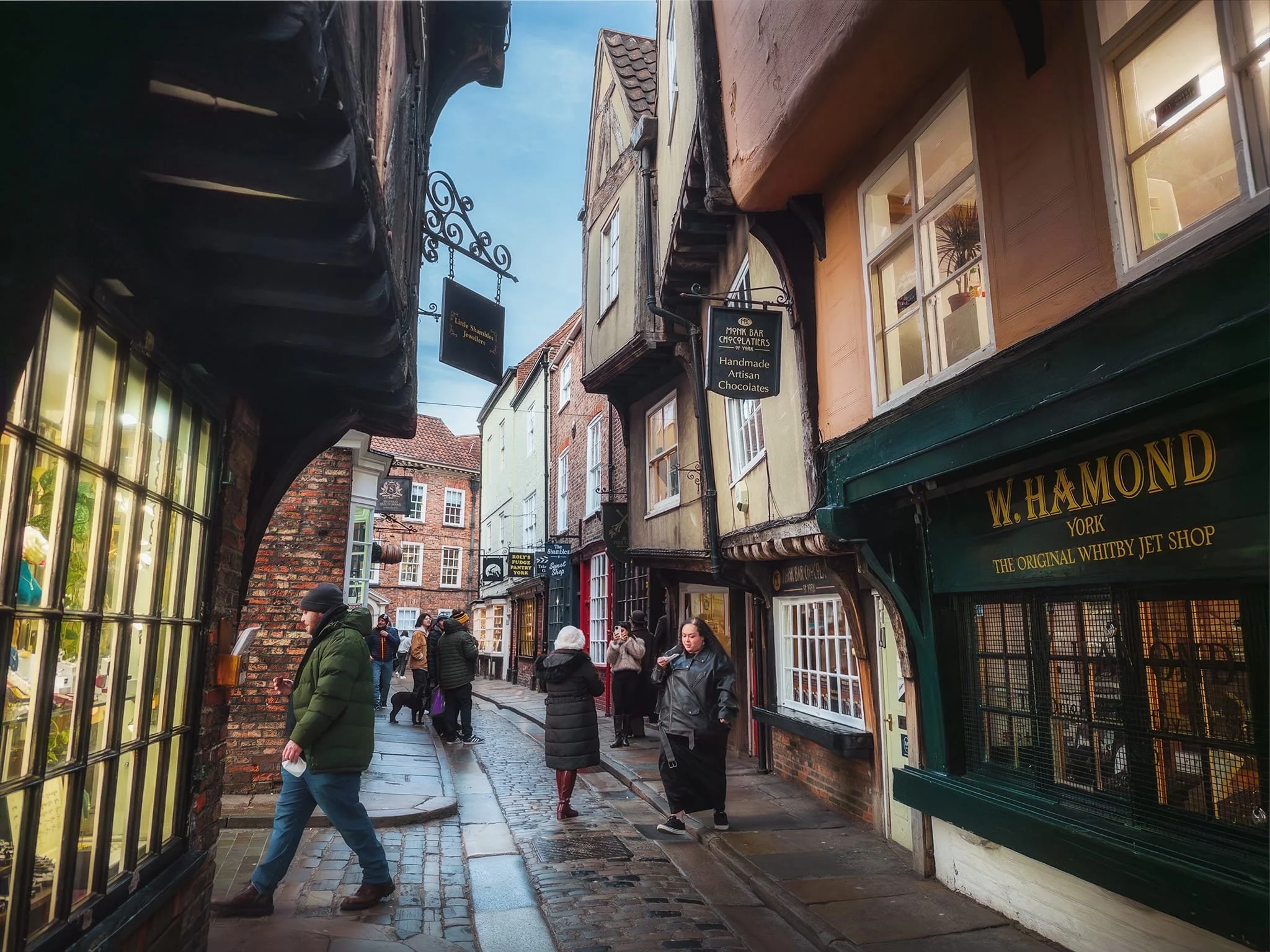  There are many &ldquo;shambles&rdquo; in the UK. They were often streets home to lots of butchers. In 1885, thirty-one butchers&rsquo; shops were located along the street. Nowadays you&rsquo;ll instead shops dedicated to Whitby Jet, ghost tours, chocolate and more.  